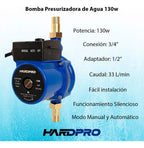 Bomba Presurizadora Agua Hardpro Calefont 33l/min 130w