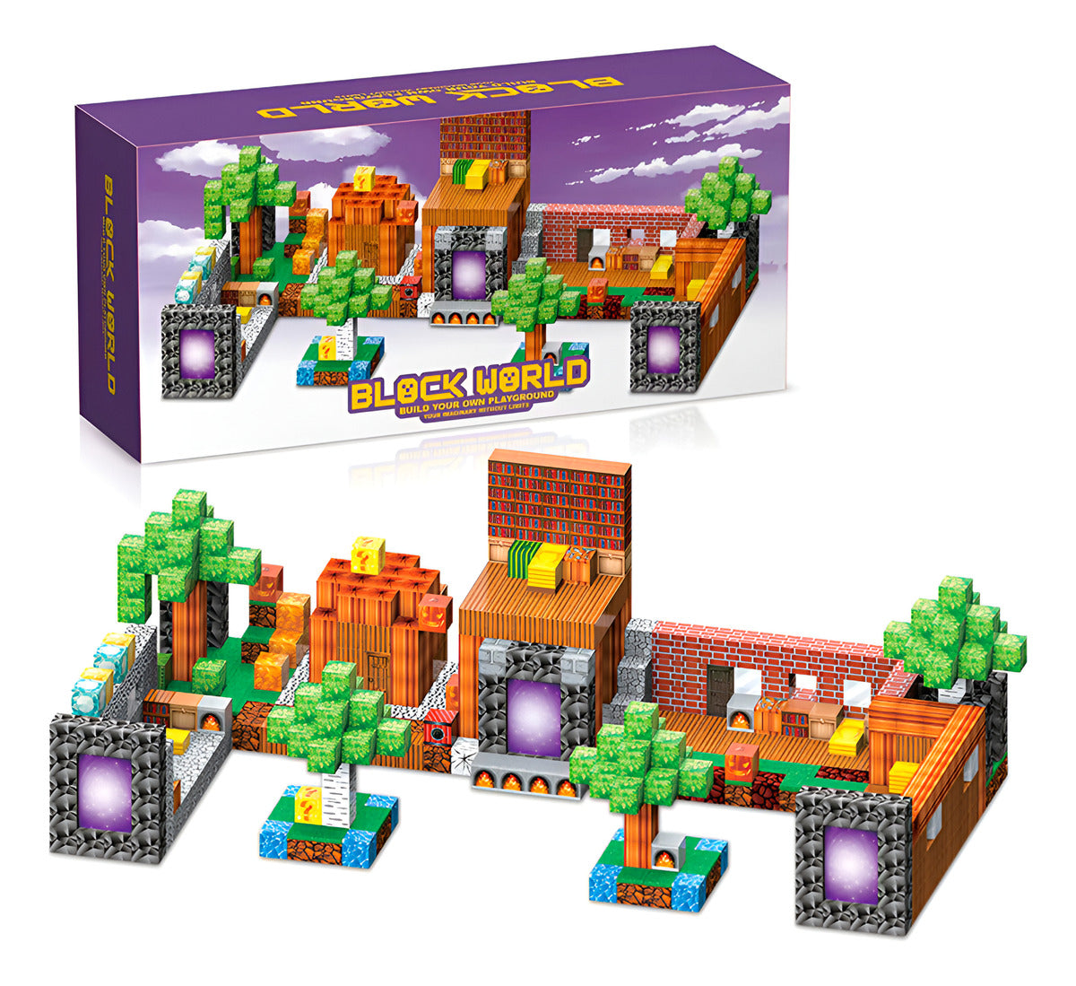 Bloques Magnéticos Tipo Minecraft 204 Pcs Mundo Portales 204 Bosque