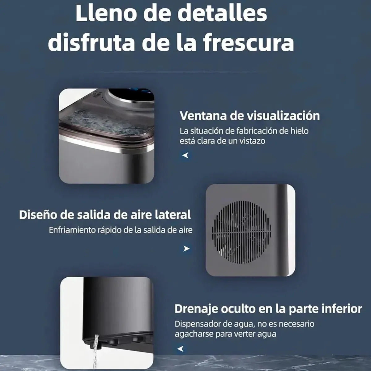 Maquina De Hielo Fabricador de cubo 16kg/24hr 120w Con Pantalla Tactil