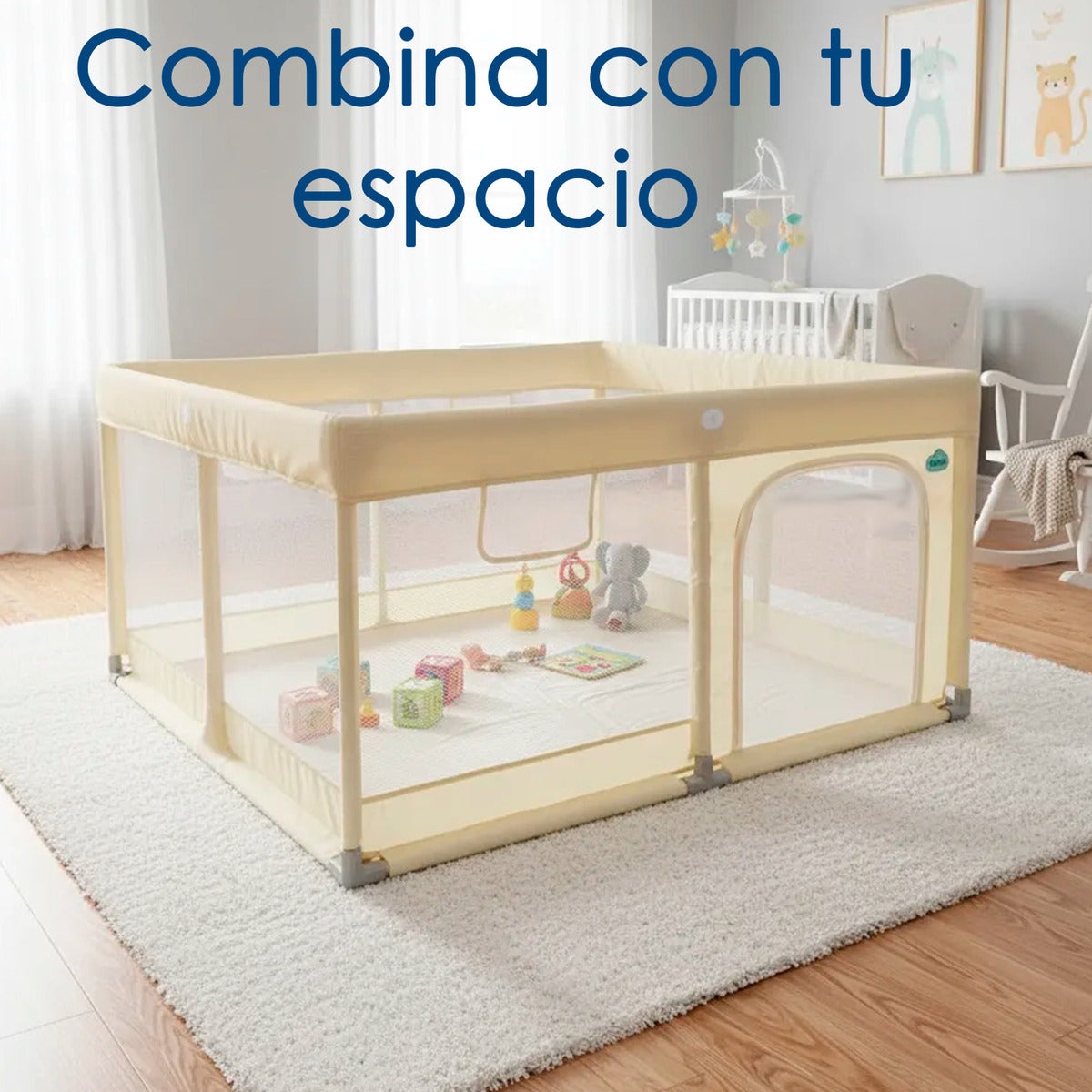 Corral Infantil Bebe Malla y Tela Oxford Con Pelota 120x120cm