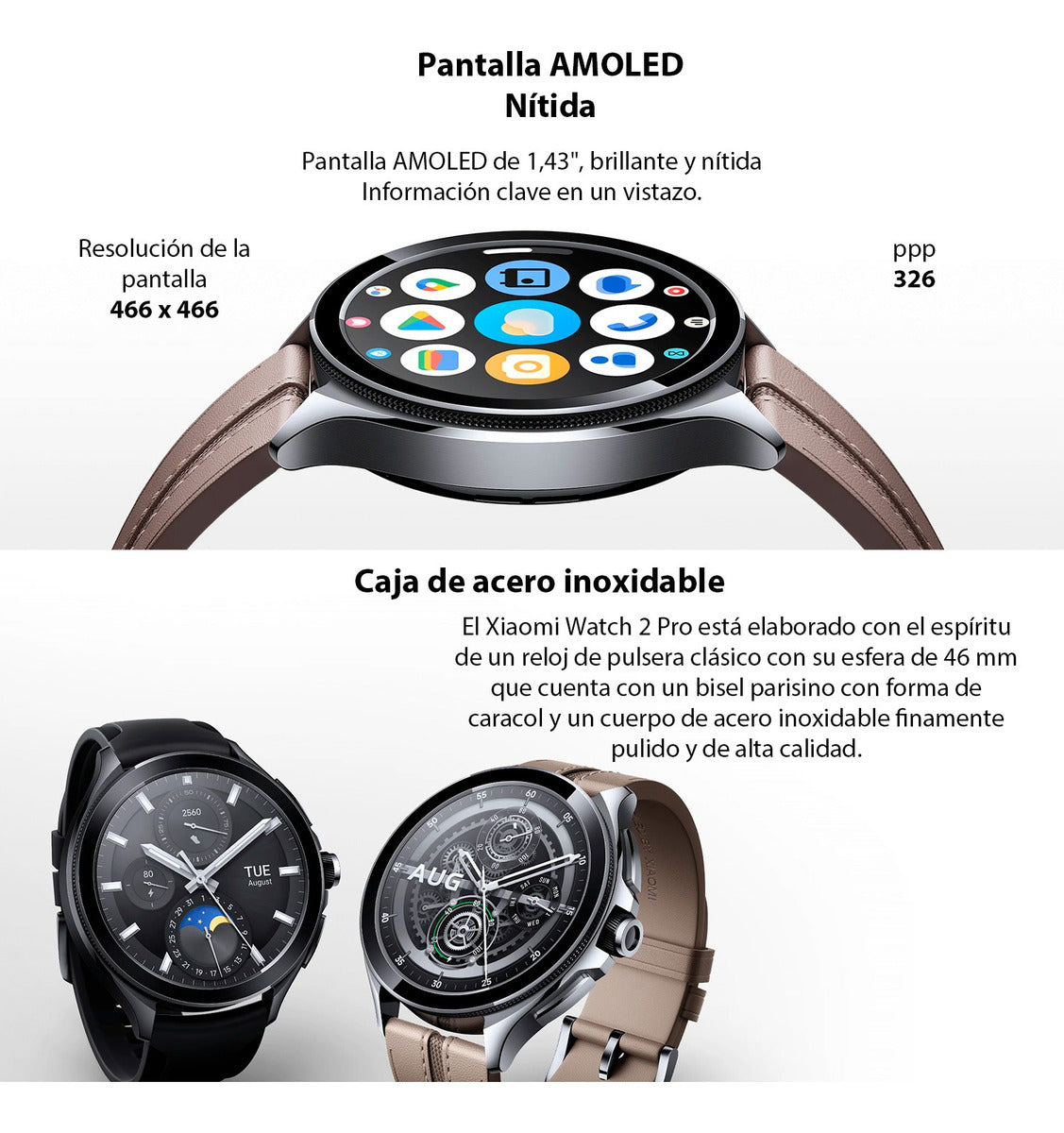 Xiaomi Watch 2 Pro Google Wearos Amoled Gps Sensores Negro Clásico