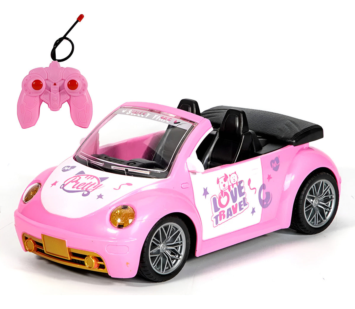 Auto Convertible A Control Remoto Muñeca Princesa Niña Batería Rosa
