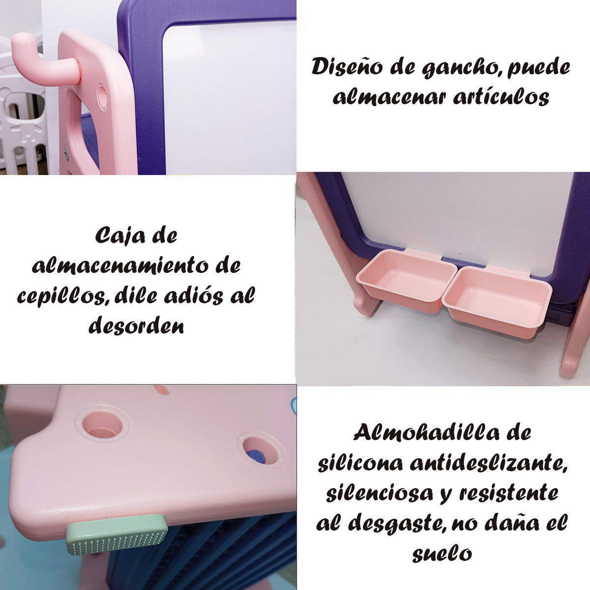 Pizarra Dibujo Para Niños Y Mesa De Trabajo De 4 Niveles Rosa Nubo