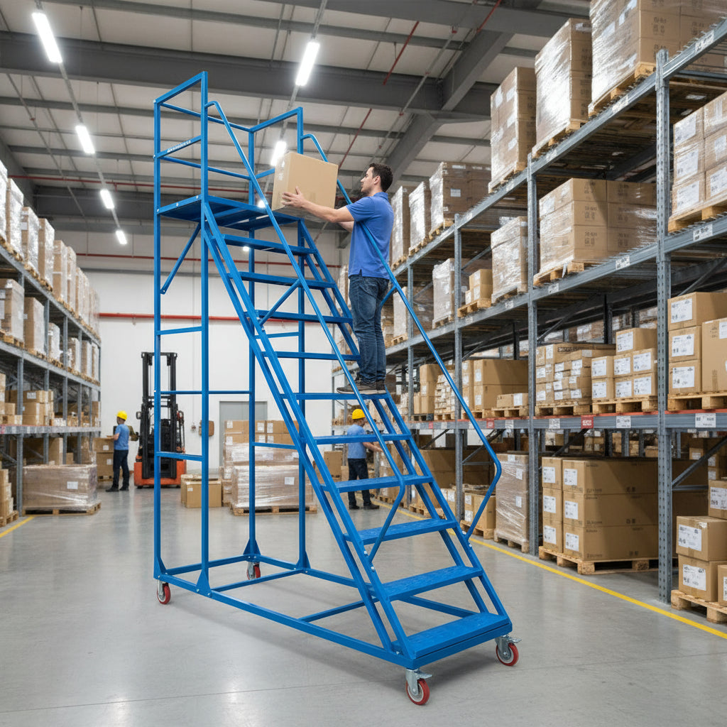 Escalera Industrial Tipo Avión De 10 Peldaños Con Plataforma De  2,5m 550kg