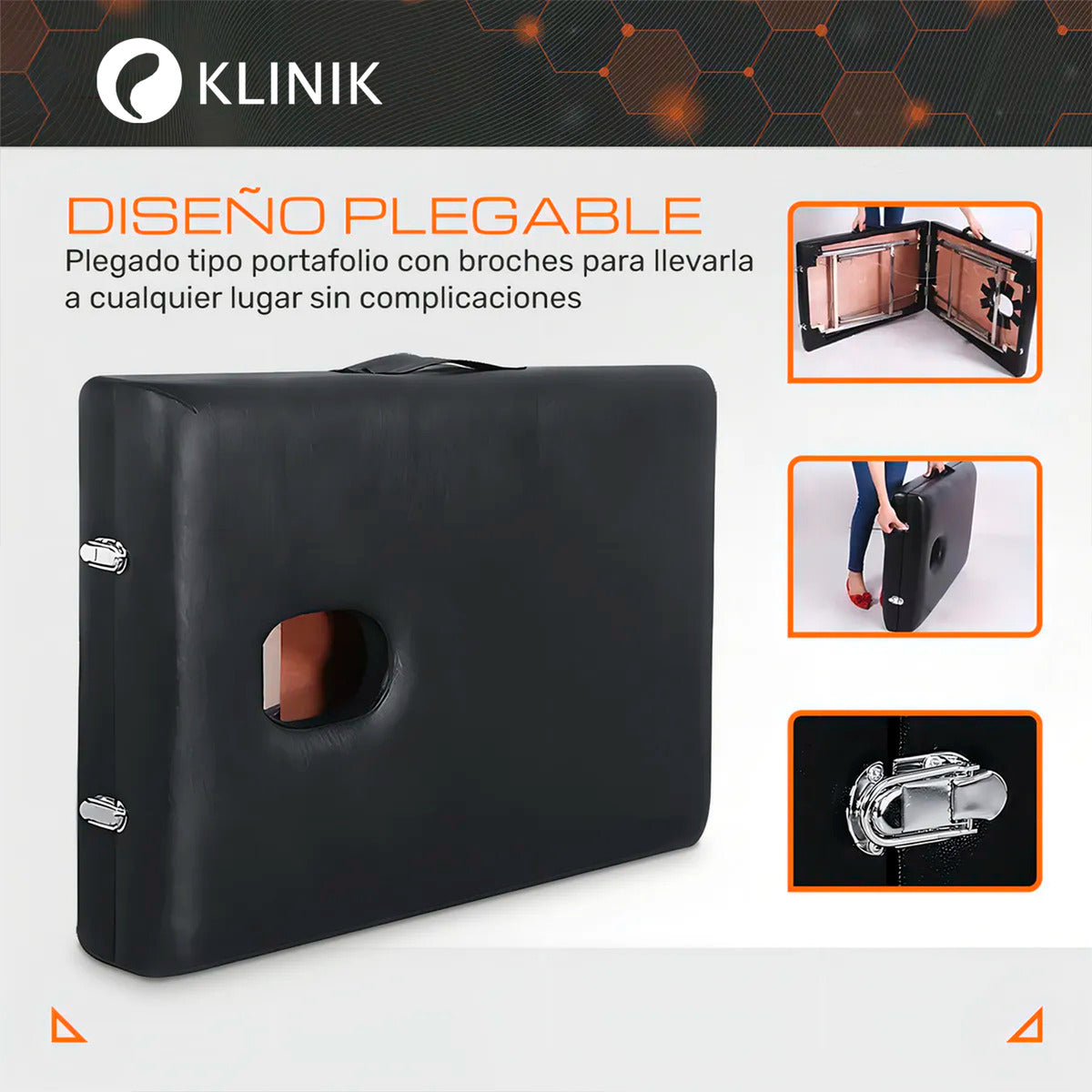 Camilla Cama Masajes Klinik 200kg Aluminio Plegable Acolchada Negro