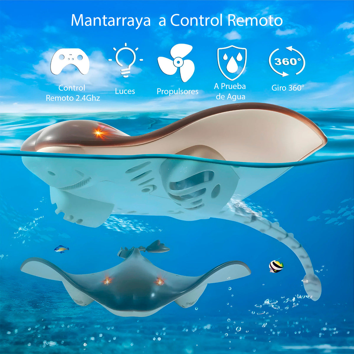 Juguete A Control Remoto Mantarraya Acuatico Recargable 35Cm