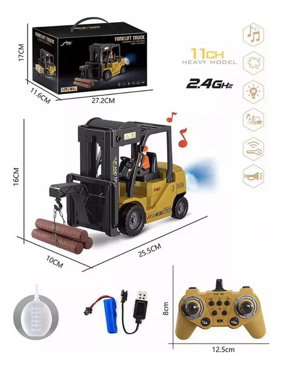 Grua Horquilla Con Pallet Y Cajas Juguete Control Remoto Montacarga