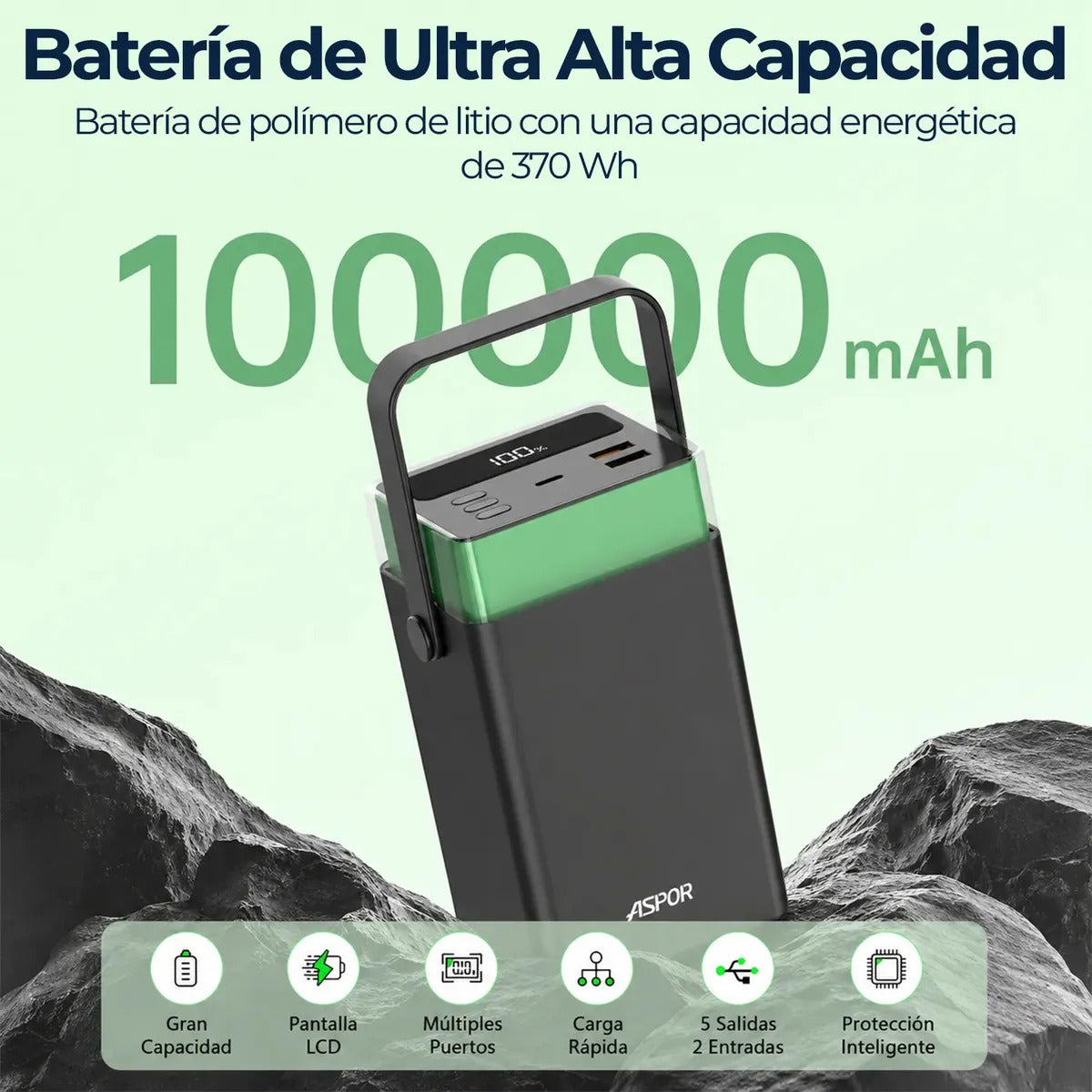 Power Bank 100.000mah Bateria Carga Rapida 22.5w Con Cables
