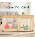 Corral Infantil Bebe Malla y Tela Oxford Con Pelota 120x120cm