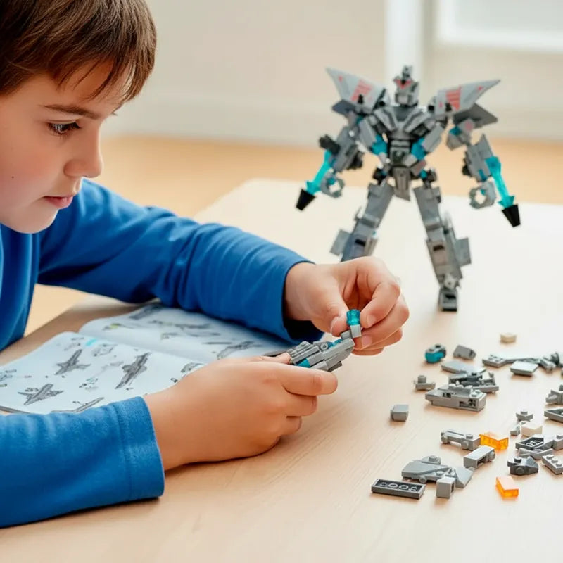 Juguete De Bloques Armable Avion Caza Modelo Robot 532 Piezas Didactico 2 en 1