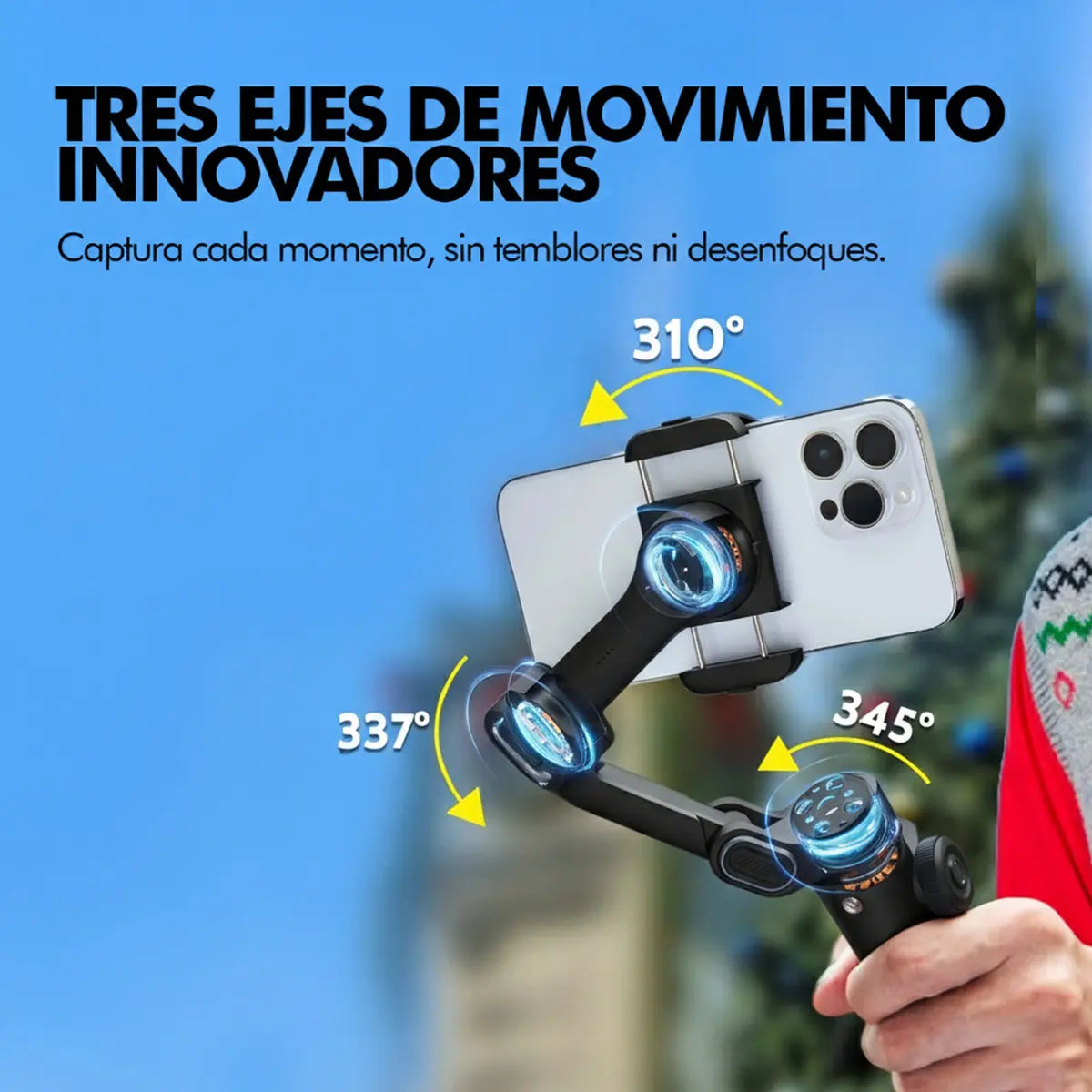 Estabilizador Gimbal De 3 ejes con Barra Extensible y Trípode Smart X2 para Celulares Smartphone