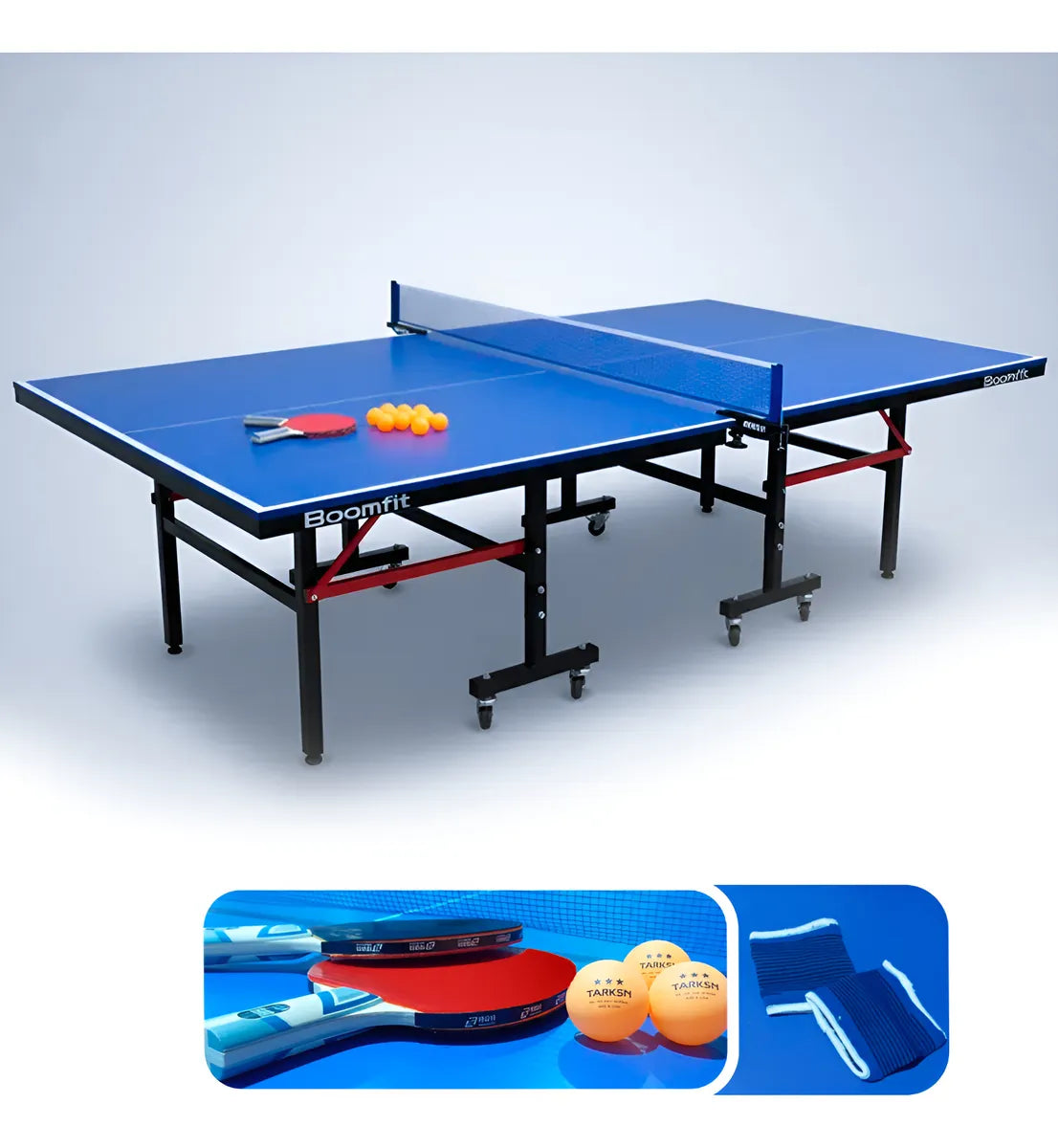 Mesa Ping Pong Junior Plegable Con Ruedas Y Red Incluye Accesorios 274x152x76cm