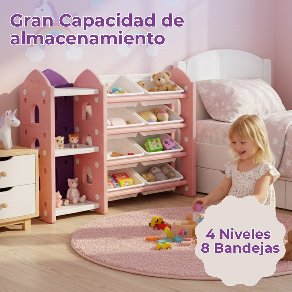 Organizador De Juguetes Mediano Nubo 8 Cestas