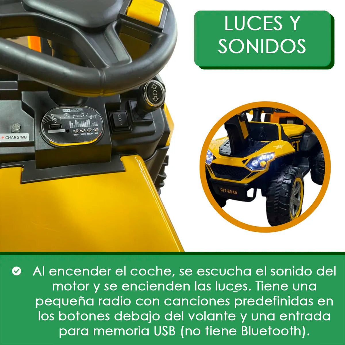 Auto Electrico Niños Retroexcavadora Bateria Alta Duracion Amarillo