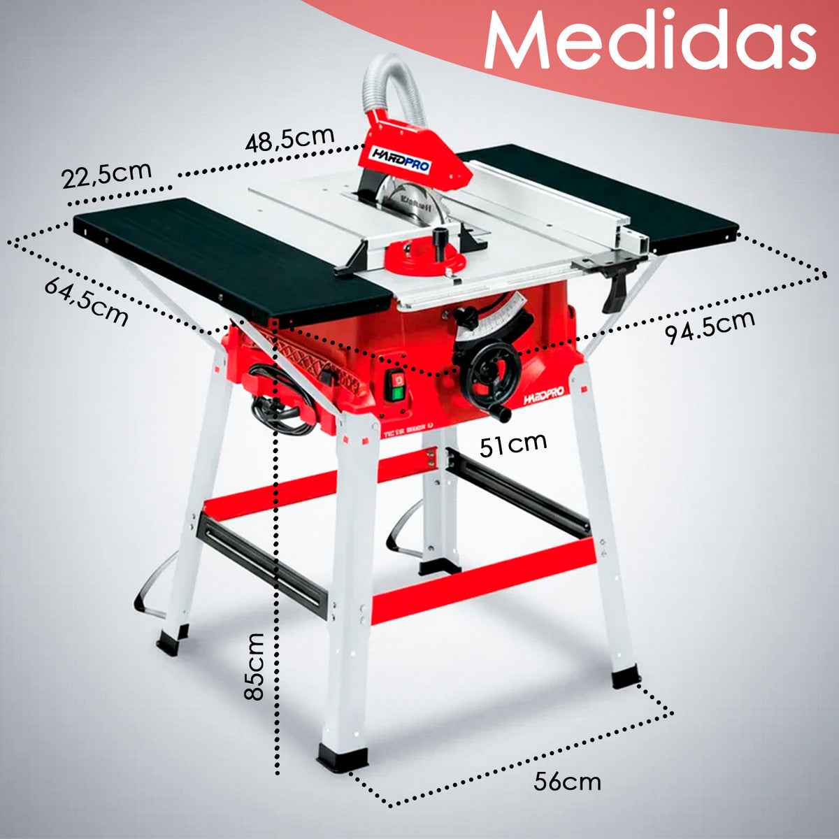 Sierra De Banco Vertical Mesa Herramienta De 2400w 4500rpm Con Disco 254mm