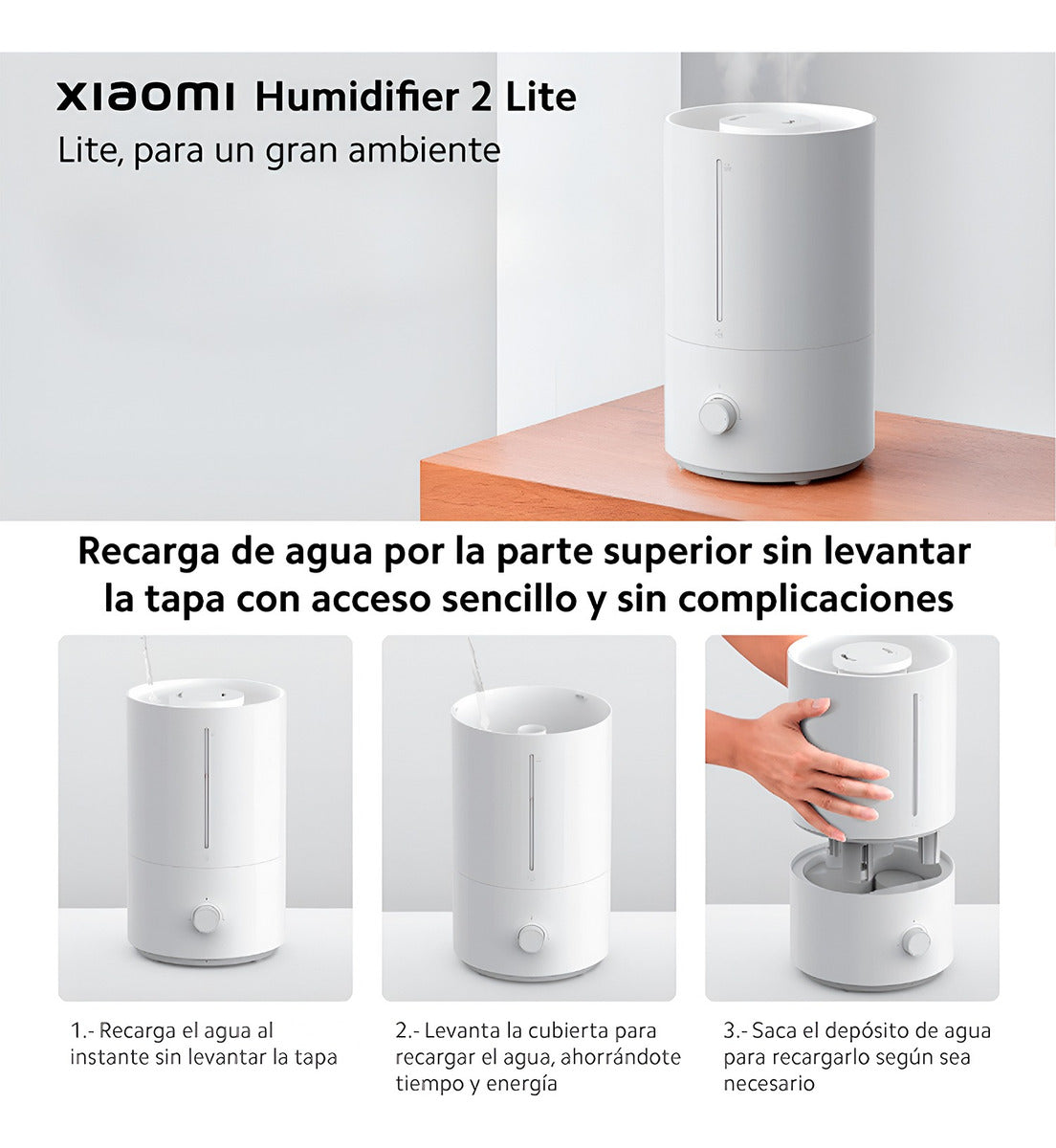Humidificador Aire Xiaomi Smart Humidifier 2 Lite Eu 4l Blanco