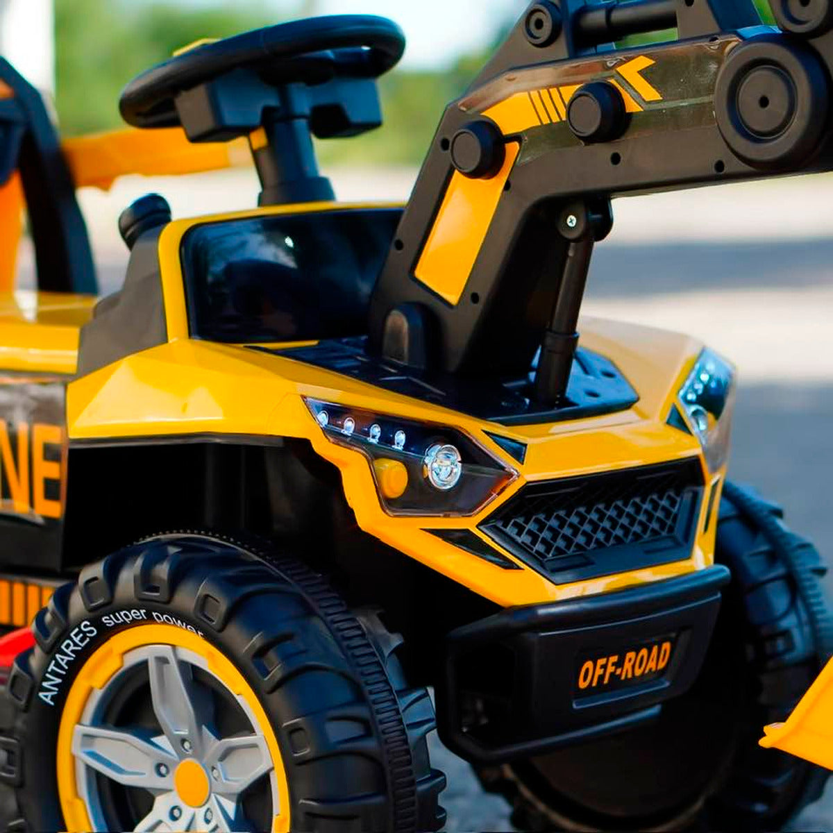 Auto Electrico Niños Retroexcavadora Bateria Alta Duracion Amarillo