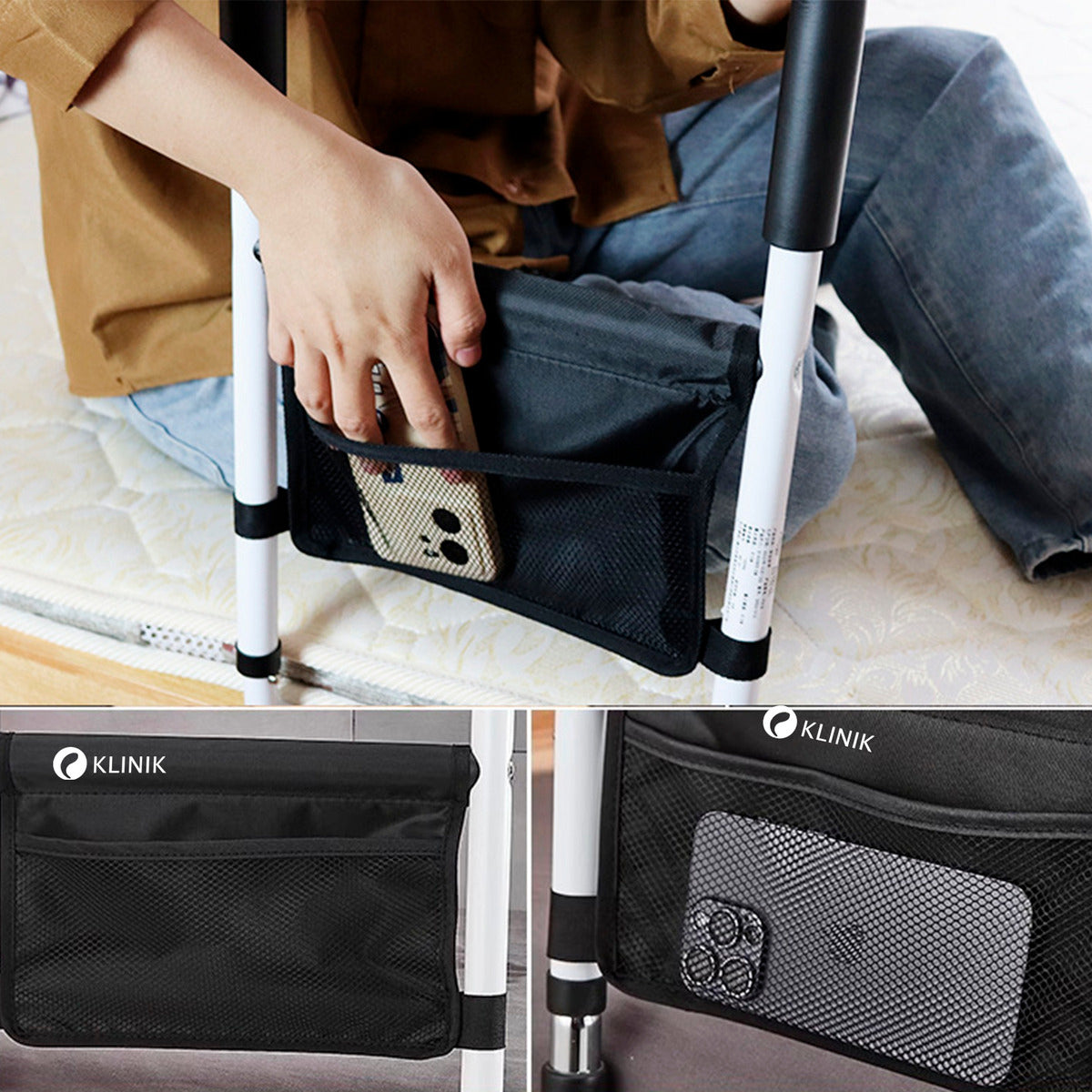 Barra De Apoyo Para Cama Reforzada Con Bolsa Organizadora