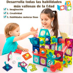Bloques Magneticos 2en1 Tobogán De Bolas 3D Balde De188pzs