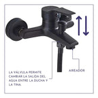 Llave Grifo Monomando Tina Con Ducha Acabado Mate Negro