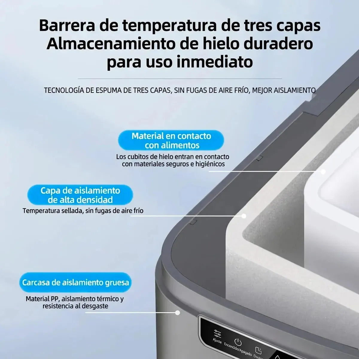 Maquina De Hielo Fabricador de cubo 16kg/24hr 120w Con Pantalla Tactil