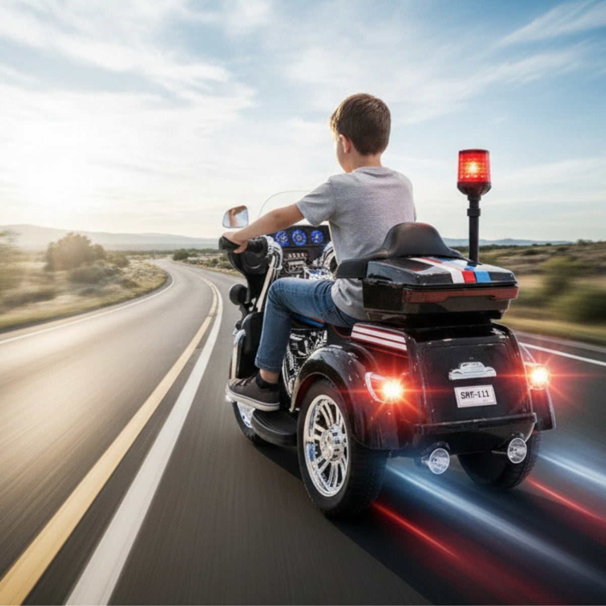 Moto Eléctrica Montable Policia 12v Doble Motor Con Luces Led