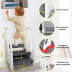 Taburete Escalera Niños Baño Cocina Infantil De 3 Peldaños Nubo