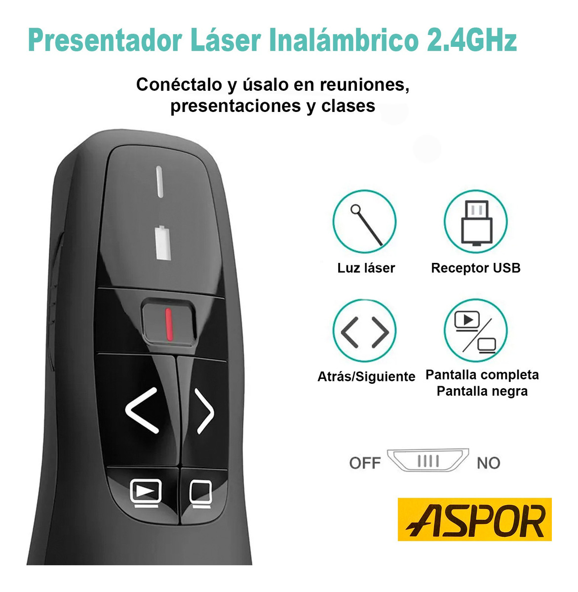Presentador Powerpoint Puntero Laser 100m R400 Inalámbrico