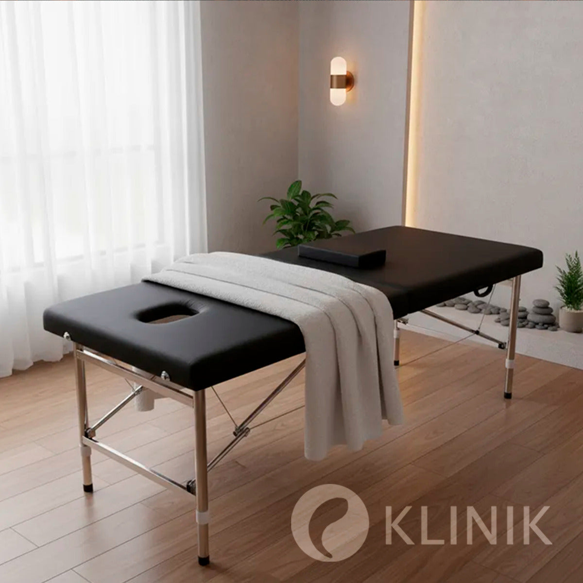Camilla Cama Masajes Klinik 200kg Aluminio Plegable Acolchada Negro