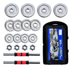 Set De Mancuernas Cromadas Ajustables 20Kg Con Maletin