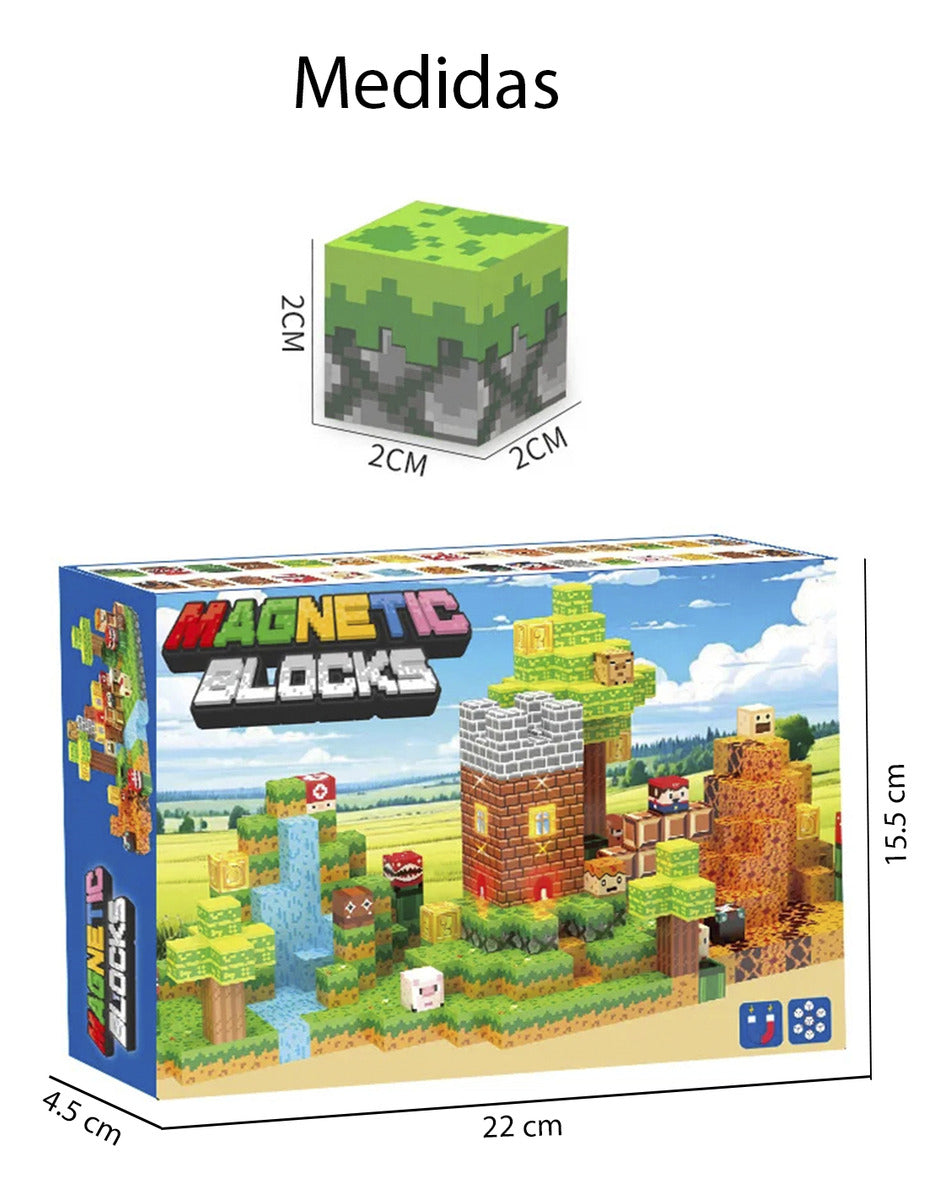 Bloques Magnéticos Tipo Minecraft 137 Pcs 3 Bloques De Luz