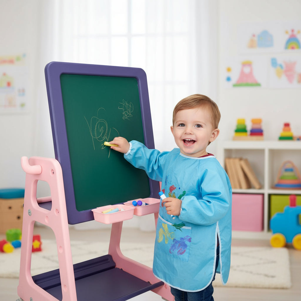 Pizarra Dibujo Para Niños Y Mesa De Trabajo De 4 Niveles Rosa Nubo