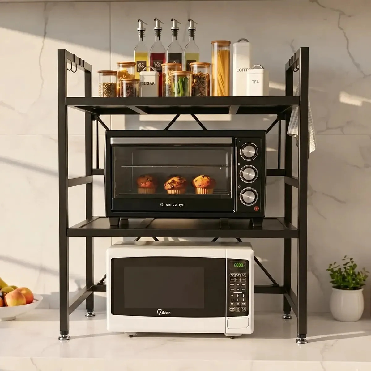 Estante Microondas Extensible 2 Niveles Metalico Cocina Organizador