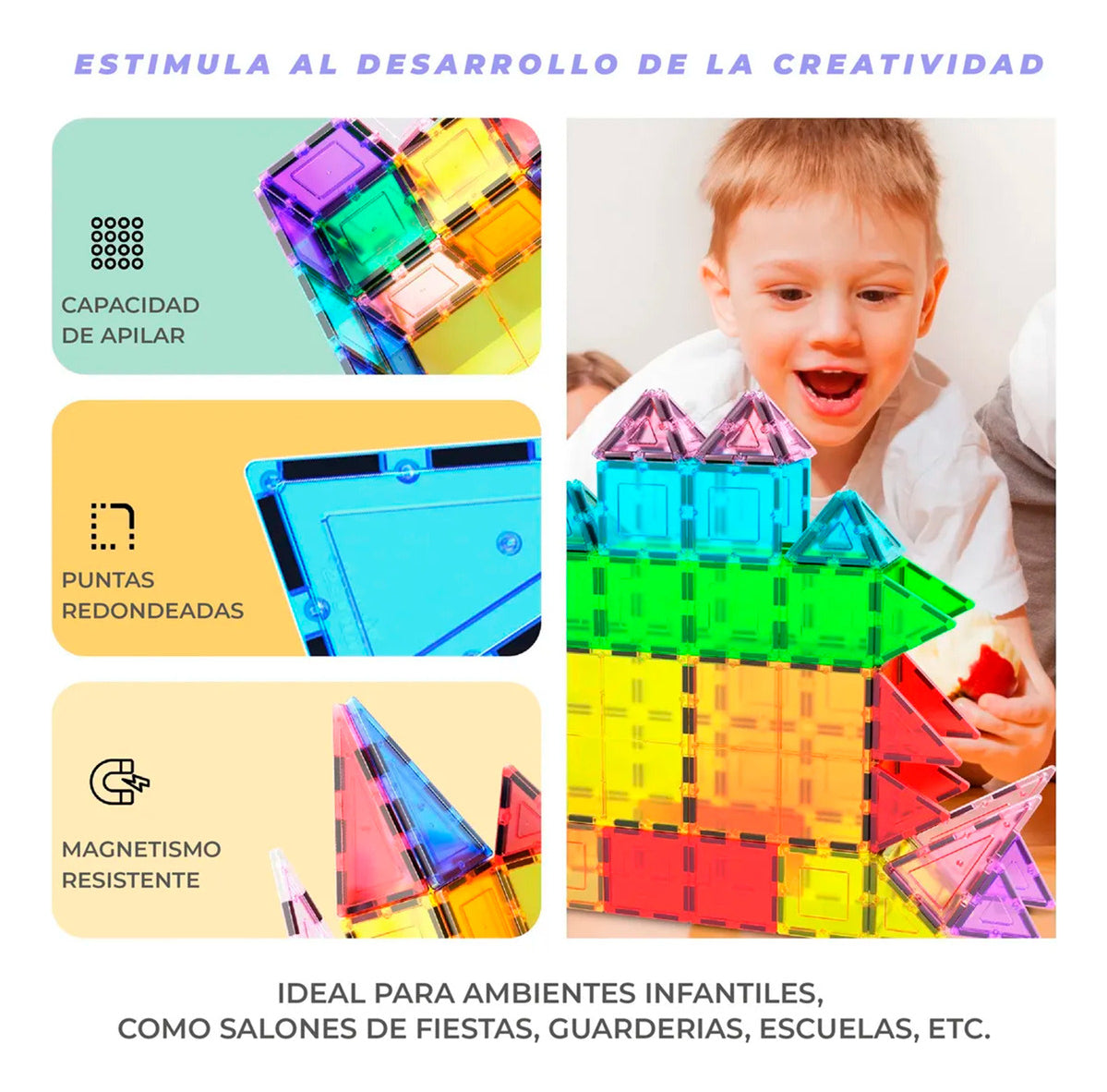 Bloques Magneticos Juego De Construccion 3D No Toxico De 60pzs