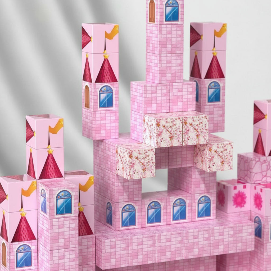 Bloques Magnéticos Cubos Grandes Tipo Minecraft Castillo 128 Piezas