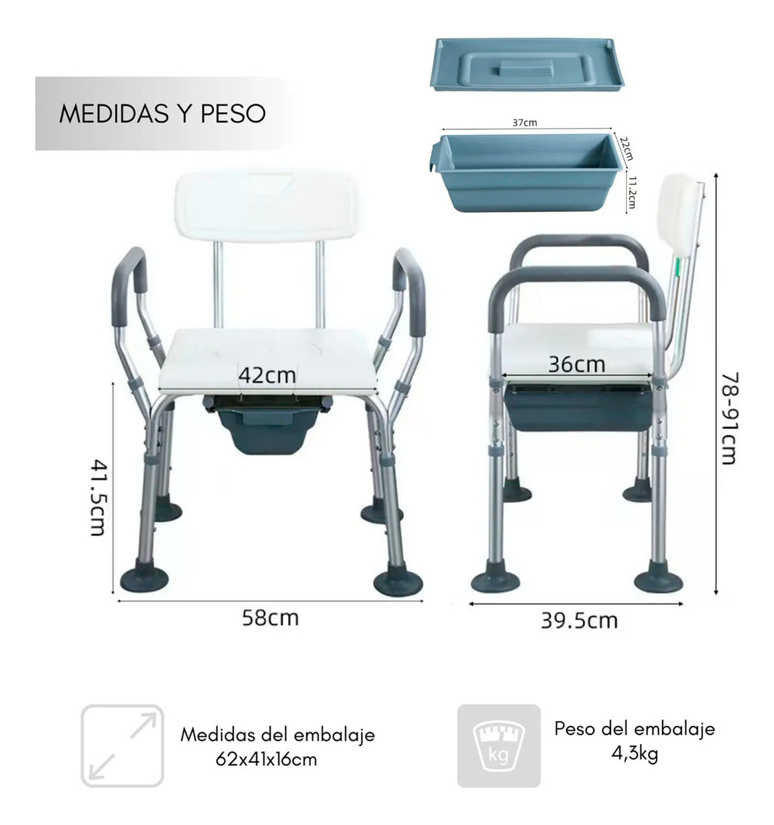 Silla Baño Con Inodoro Incorporado Klinik 150gk Resistente