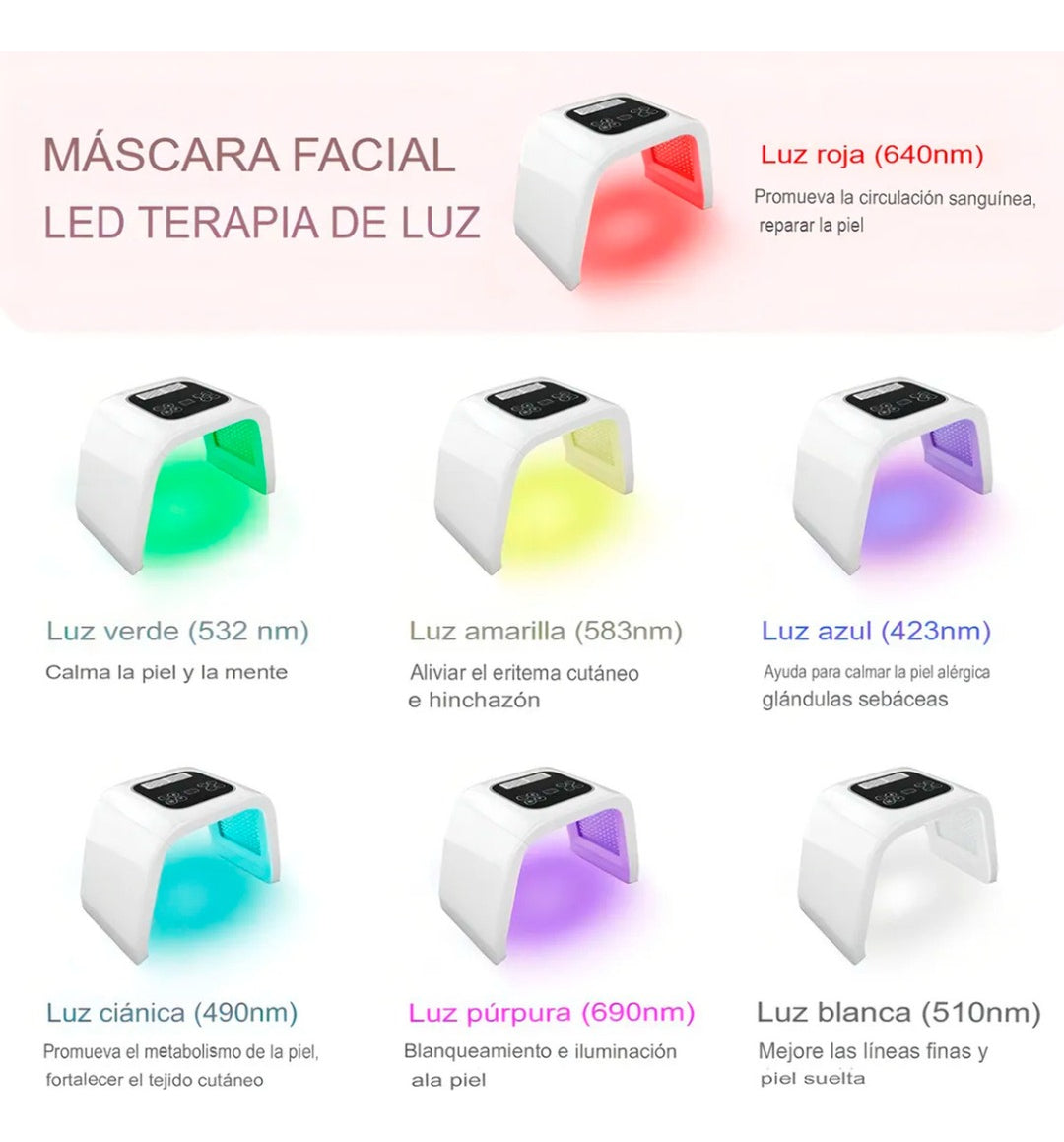 Lampara Cabina Fototerapia Facial De 7 Colores Con Lentes Y Con 287 Leds