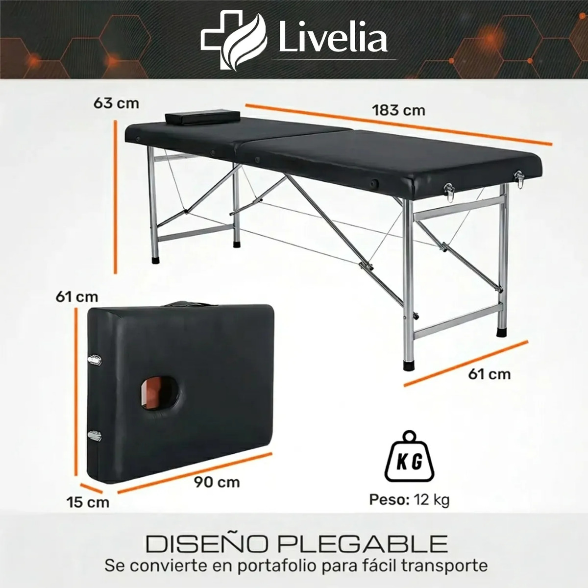 Camilla De Masajes Plegable Profesional Cama De Acero Soporta 200kg