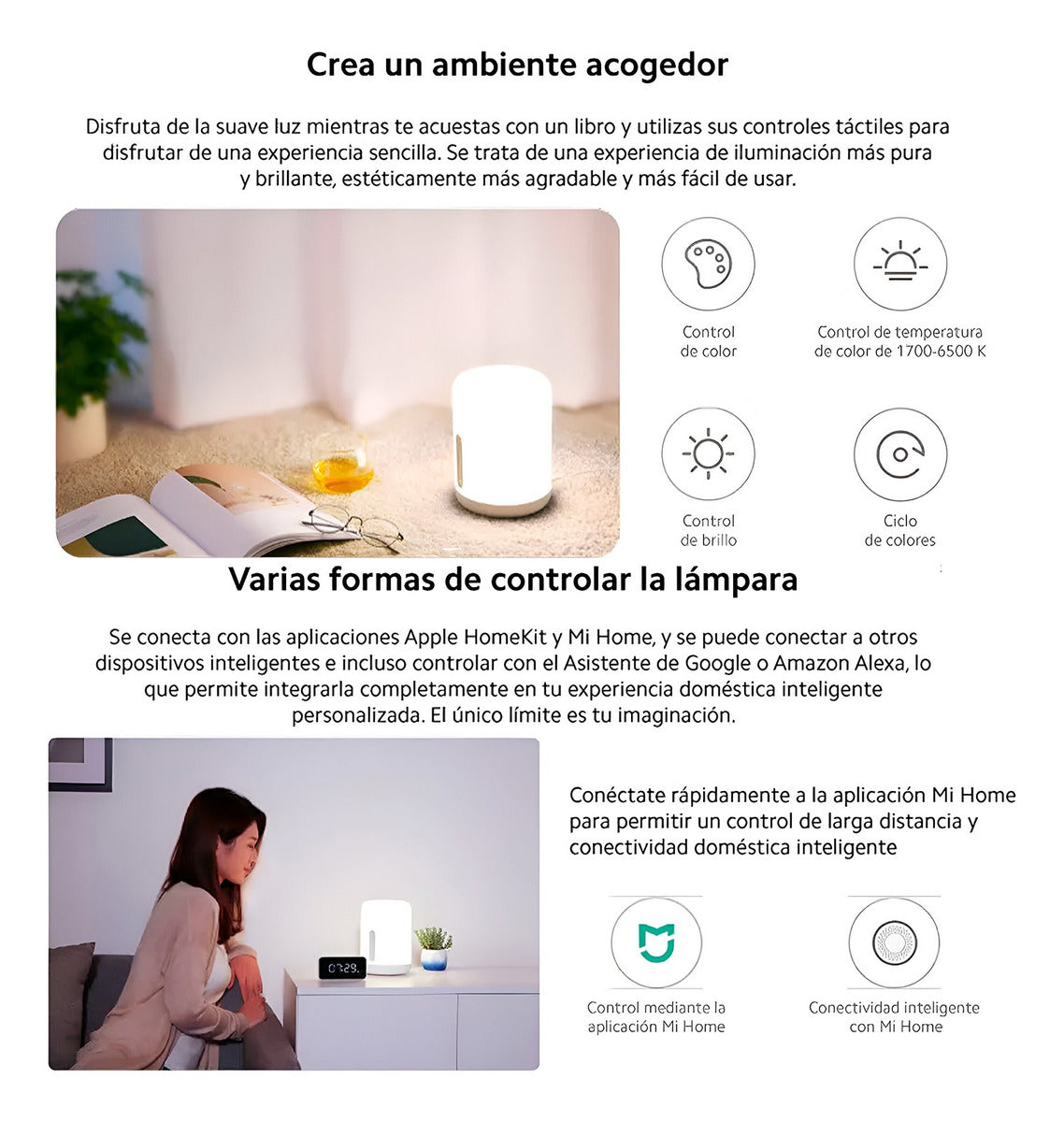 Xiaomi Mi Bedside Lamp 2 Lámpara Smart Bluetooth Wifi Blanco