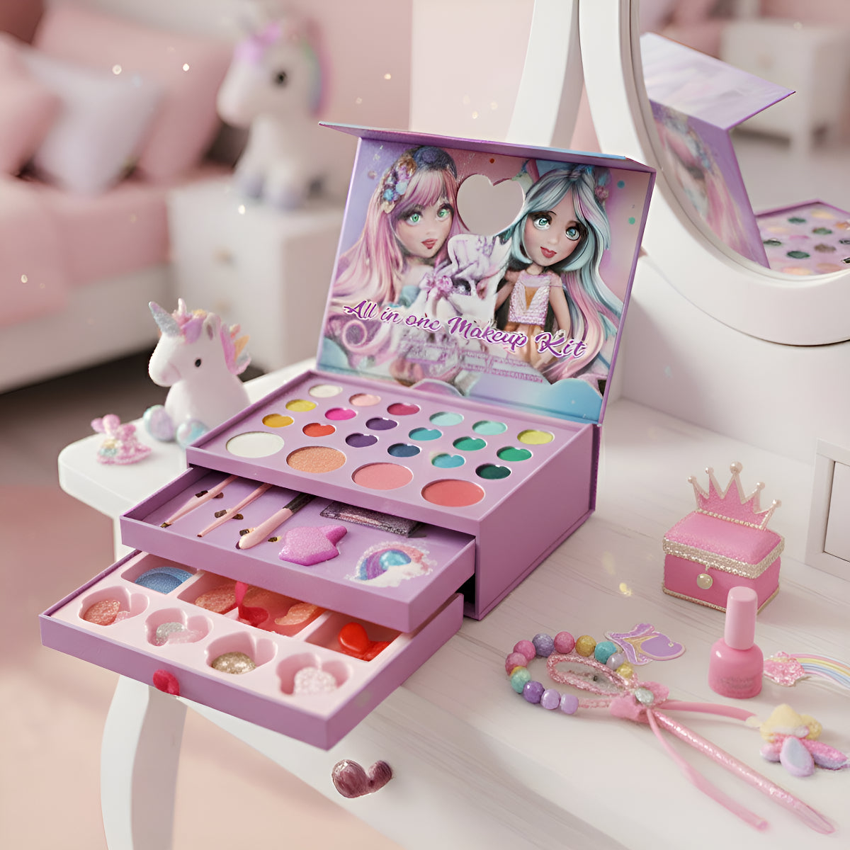 Set De Maquillaje Cosmeticos De 42 Piezas Kit De Belleza Niñas