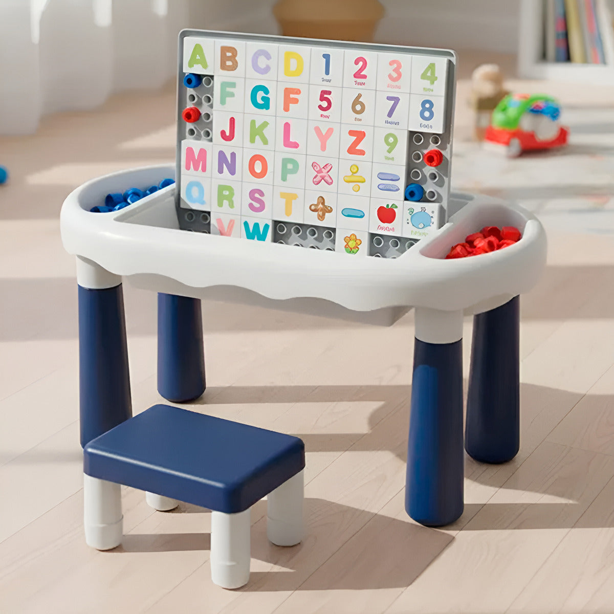 Mesa Y Silla Didáctica Aprendizaje 6 En 1 Bloques Y Dibujo