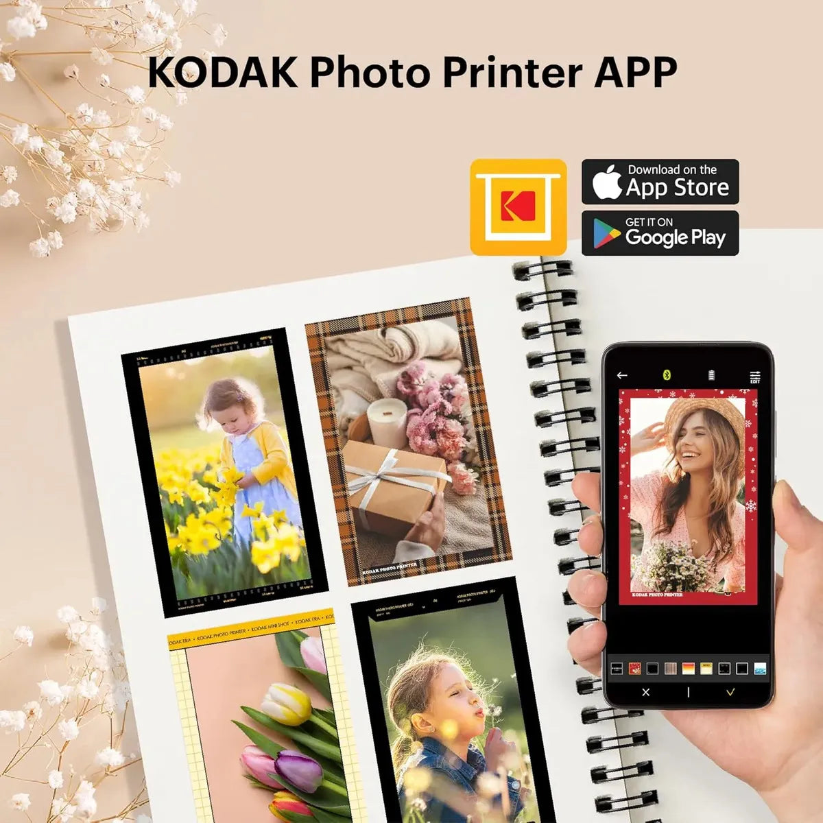 Camara Instantanea Kodak Mini Shot 2 C210R Blanca – Impresora Bluetooth 2 en 1 + 8 Fotos