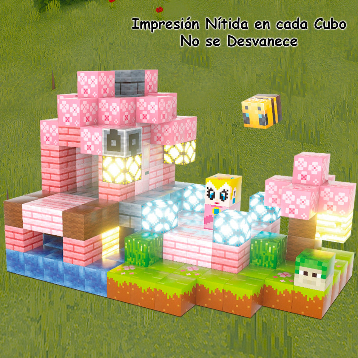 Bloques Magnéticos Tipo Minecraft 188 Pcs 8 Bloques De Luz Sakura