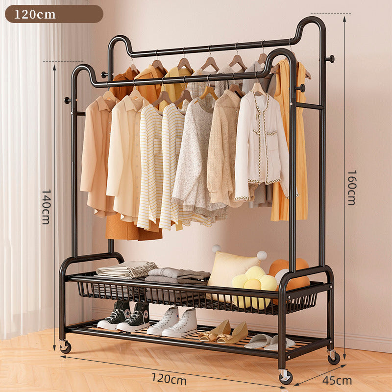 Perchero Organizador Colgante De Ropa Doble Con Ruedas 120cm Negro