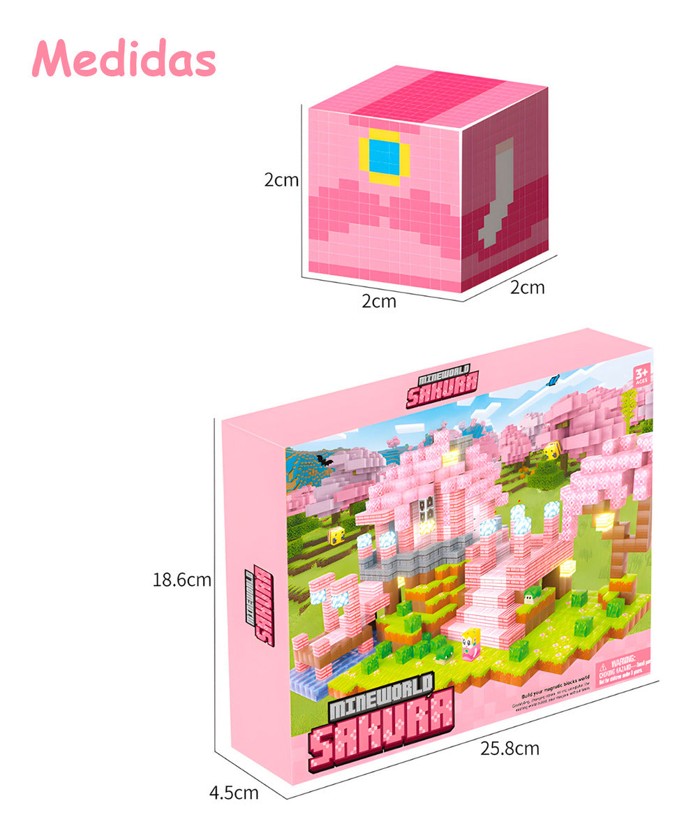Bloques Magnéticos Tipo Minecraft 188 Pcs 8 Bloques De Luz Sakura