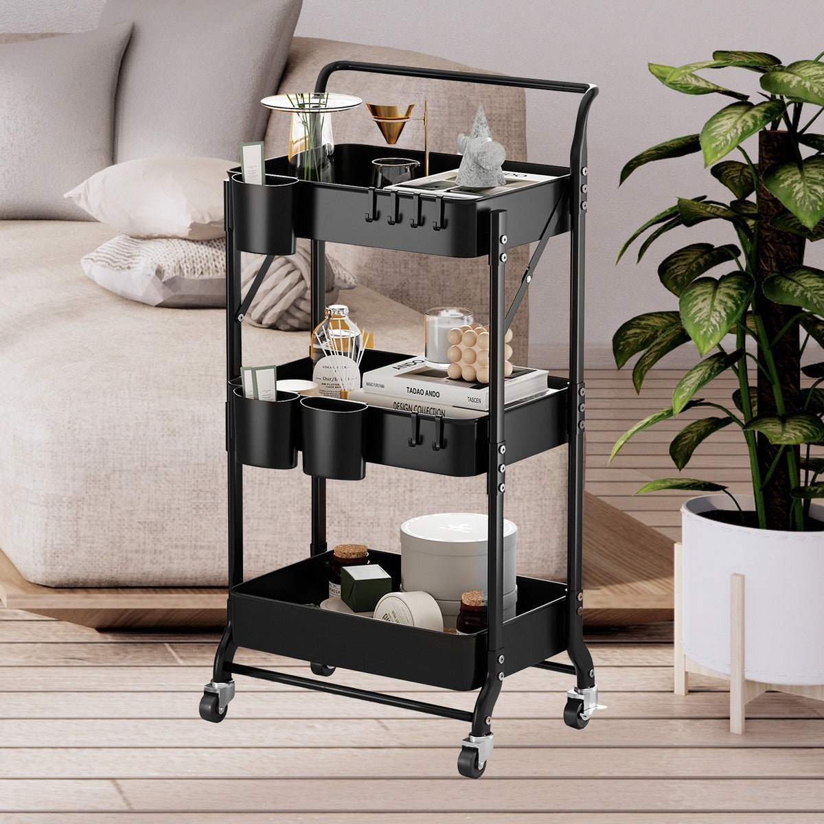 Carro Plegable Carrito Organizador Estante Con Rueda Multiuso