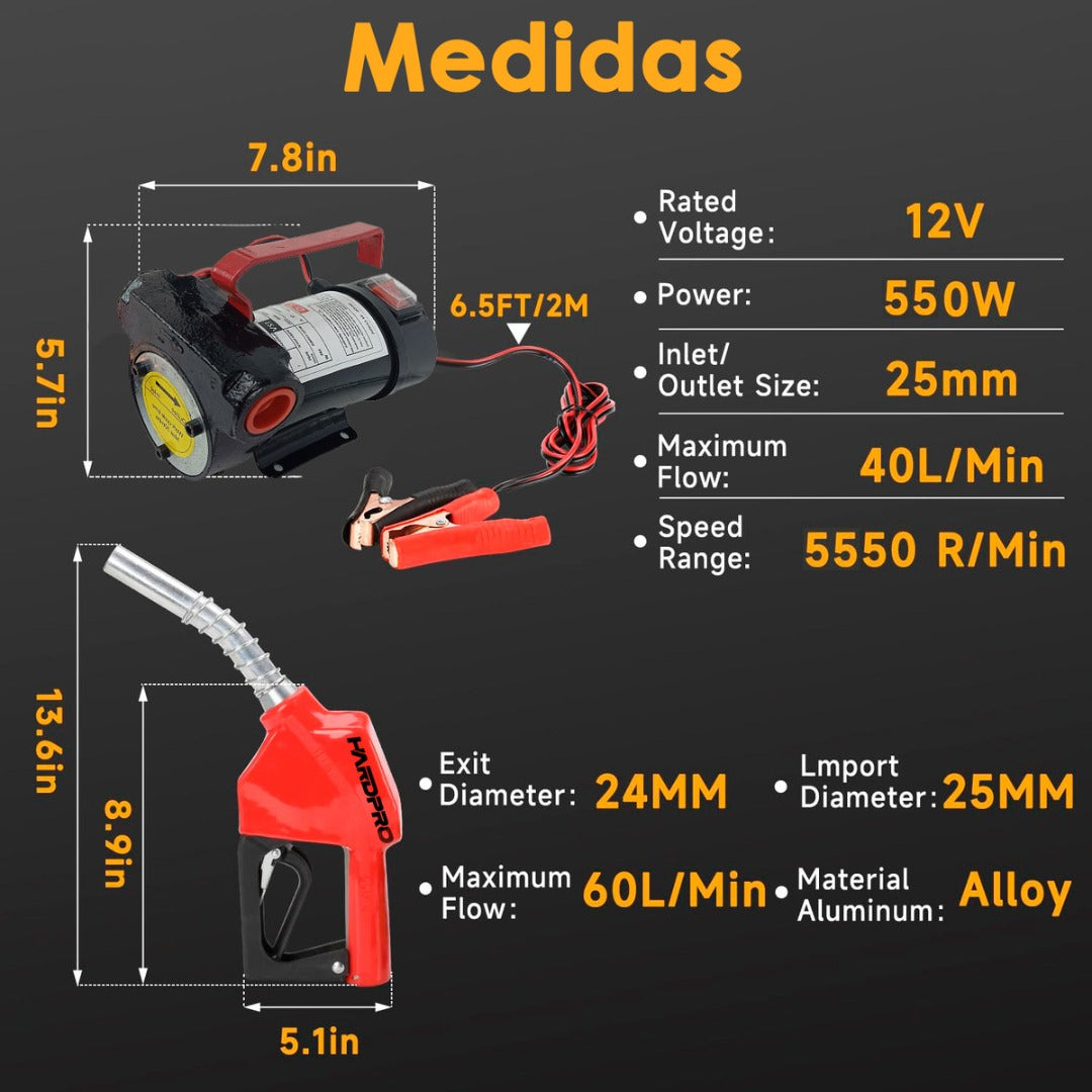 Kit Bomba Trasvasije Diesel 12v Motor Pistola Bencina
