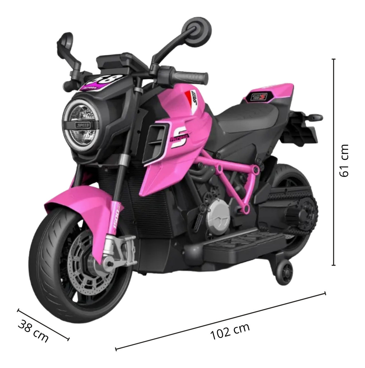 Moto Electrica Montable Niñas Racing Grande Bateria Duradera 12v Rosa Chicle