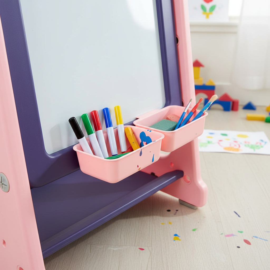 Pizarra Dibujo Para Niños Y Mesa De Trabajo De 4 Niveles Rosa Nubo