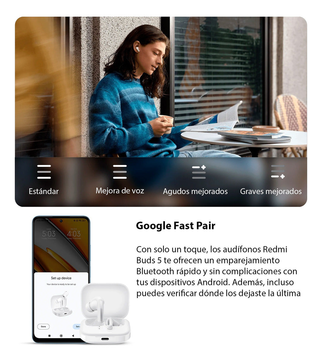 Xiaomi Audífonos Redmi Buds 5 Negro Bluetooth Earbuds Negro